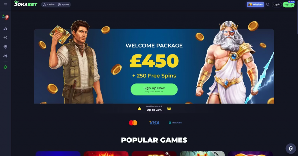 JokaBet Casino página de Inicio